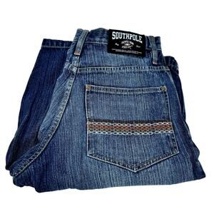 Southpole Jean Shorts Mens 30 (30x14) Blue Denim Embroidered Jorts Vintage